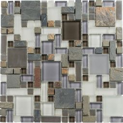 Zio Glass & Slate - Sag Harbor Gray Block Random Mosaic