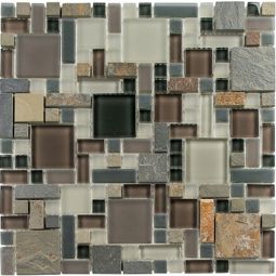 Zio Glass & Slate - Northampton Putty Block Random Mosaic