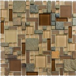Zio Glass & Slate - Titanium Filed Block Random Mosaic