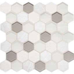 Daltile Idyllic Blends - Tranquil Snow Hexagon Mosaic