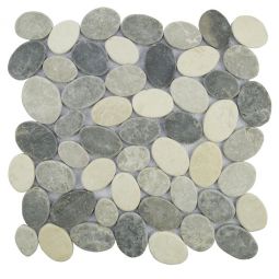 Tesoro Ocean Stones - Coin Light Grey/Dark Grey/White Pebble Mosaic