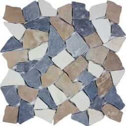 Tesoro Ocean Stones - Tan / White / Gray Tumbled Pebble Mosaic