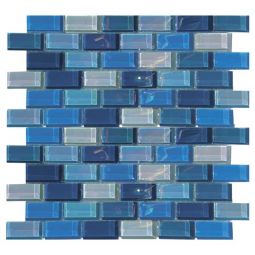 Tesoro Lux Aqua - Blue Bazaar 1" x 2" Glass Mosaic