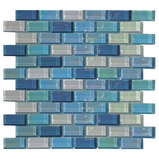 1X1 Luster Aqua Blue Glass Mosaic - Keystonetile