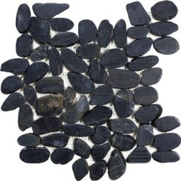 Tesoro Ocean Stones - Black Sliced 76-356 Pebble Mosaic