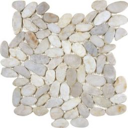 Tesoro Ocean Stones - Ivory Sliced 76-355 Pebble Mosaic