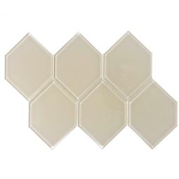 Tesoro Earth - Ivory 1" x 3" Hexagon Glass Mosaic