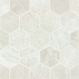 Bedrosians Iceberg White - 3" Marble Hexagon Mosaic