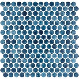 Tesoro Vanguard - Arrecife Blue Penny Round Glass Mosaic