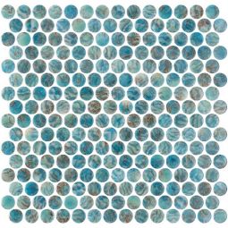 Tesoro Vanguard - Arrecife Green Penny Round Glass Mosaic