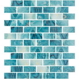 Tesoro Vanguard - Forest Aqua 1" x 2" Glass Mosaic