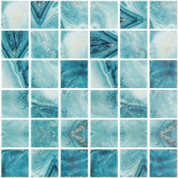 Tesoro Vanguard - Forest Aqua 2" x 2" Glass Mosaic