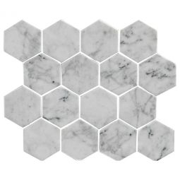 Soci Boho -  Carrara Classico Hexagon Glass Mosaic