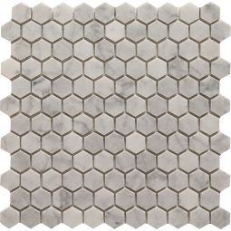 Soci Hexagon - 1" White Carrera Hexagon Mosaic