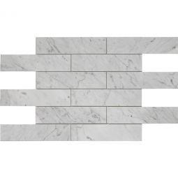 Soci Bricks - White Carrera 2" x 8" Brick Mosaic