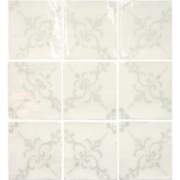 Soci Fado - 5" x 5" White Moura Deco Ceramic Tile