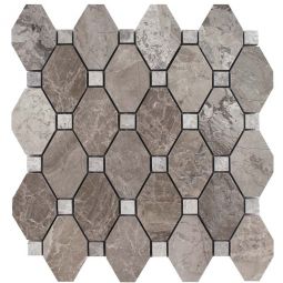 Tesoro Metropolitan City Gray - Elongated Hexagon Polished Marble Mosaic