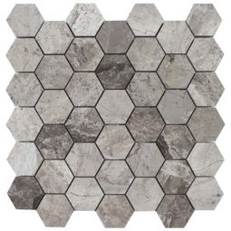 Tesoro Metropolitan City Gray - 2" Hexagon Polished Marble Mosaic
