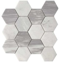 Tesoro Metropolitan Contempo - Luna/Carrara 3" Hex Blend Mosaic