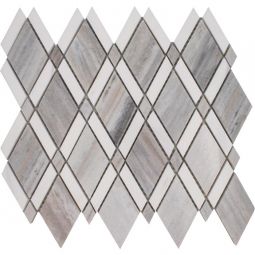 Tesoro Skyline - Polished Diamond Dot Banded White Mosaic