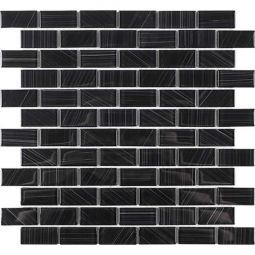 Tesoro Striped - Black 1" x 2" Glass Mosaic