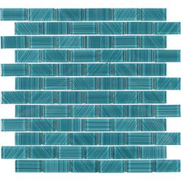 Tesoro Striped - Green 1" x 2" Glass Mosaic