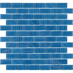 Tesoro Striped - Turquoise 1" x 2" Glass Mosaic
