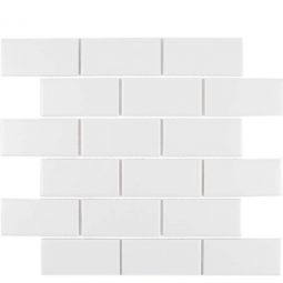 Tesoro Gallery Porcelain Mosaics - White 2" x 4" Textured Staggered Mosaic