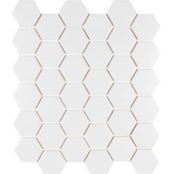 Tesoro Gallery Porcelain Mosaics - White 2" Textured Hex Mosaic