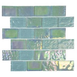 Tesoro Nautical - Emerald Green 2" x 3" Staggered Glass Mosaic