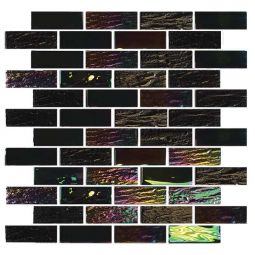 Tesoro Nautical - Laguna Black 1" x 3" Staggered Glass Mosaic
