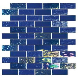 Tesoro Nautical - Naval Blue 1" x 3" Staggered Glass Mosaic