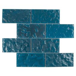 Tesoro Lightwaves - Turquoise 3" x 6" Glass Mosaic