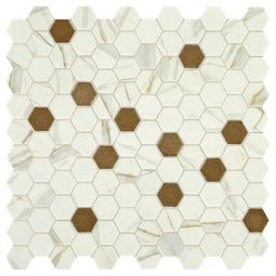 Daltile Uptown - Posh Chiffon Metallic Hexagon Wall Glass Mosaic