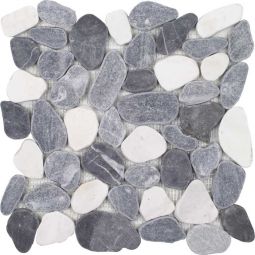 Tesoro Beachstones - White/Blue/Grey Sliced Mosaic