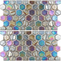 Tesoro Illusions - Black Hex 1" Waterline Trim Glass Mosaic