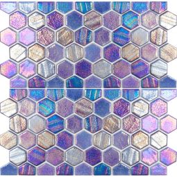 Tesoro Illusions - Blue Hex 1" Waterline Trim Glass Mosaic