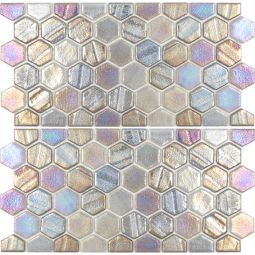 Tesoro Illusions - Grey Hex 1" Waterline Trim Glass Mosaic