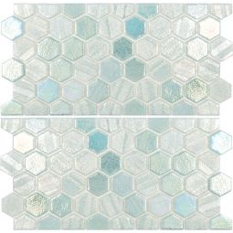 Tesoro Illusions - Green Hex 1" Waterline Trim Glass Mosaic