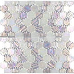 Tesoro Illusions - Silver Hex 1" Waterline Trim Glass Mosaic