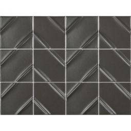 Emser Kumito - Black 12" x 16" Chevron Ceramic Mosaic