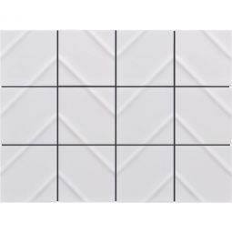 Emser Kumito - White 12" x 16" Chevron Ceramic Mosaic