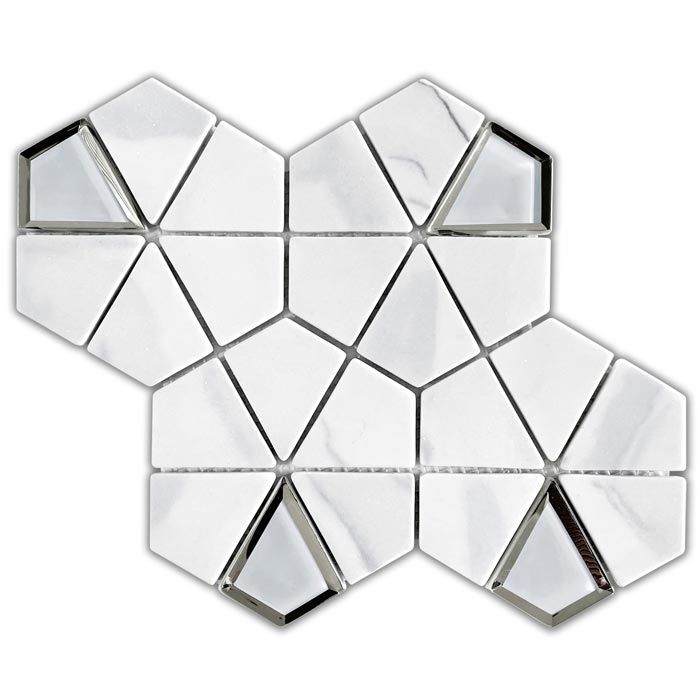 Emser L'Amour - White Kaleidoscope Recycled Glass Mosaic