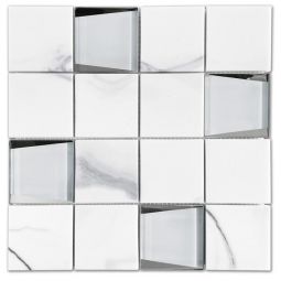 Emser L'Amour - White 3" x 3" Recycled Glass Mosaic