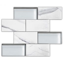 Emser L'Amour - White 3" x 6" Offset Recycled Glass Mosaic