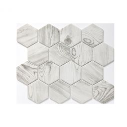 Emser Echo - White 3" Hex Recycled Glass Mosaic