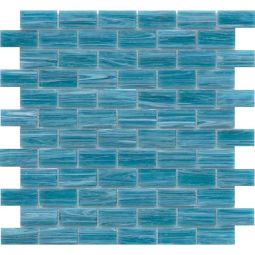 Emser Swirl - Aqua 1" x 2" Offset Glass Mosaic