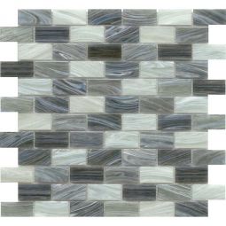 Emser Swirl - Fog 1" x 2" Offset Glass Mosaic