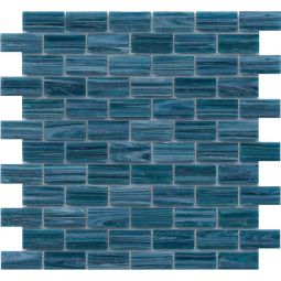 Emser Swirl - Ocean 1" x 2" Offset Glass Mosaic