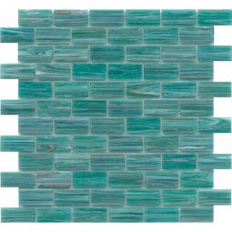 Emser Swirl - Teal 1" x 2" Offset Glass Mosaic